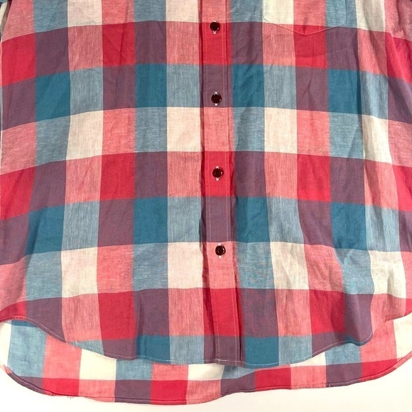 J. CREW Cotton/Linen Shirt Blend Short Sleeve Button-Up Checked Shirt Size XL - Picture 5 of 13